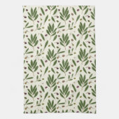 ミニマリストのオリーブとブランチ – シームレスなパターン。 キッチンタオル (縦)