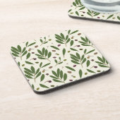 ミニマリストのオリーブとブランチ – シームレスなパターン。 コースター (左側)