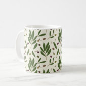 ミニマリストのオリーブとブランチ – シームレスなパターン。 コーヒーマグカップ (正面左)