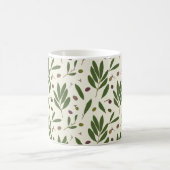 ミニマリストのオリーブとブランチ – シームレスなパターン。 コーヒーマグカップ (中央)