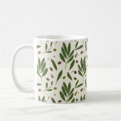 ミニマリストのオリーブとブランチ – シームレスなパターン。 コーヒーマグカップ (左)