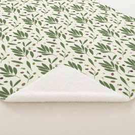 ミニマリストのオリーブとブランチ – シームレスなパターン。 シェルパブランケット