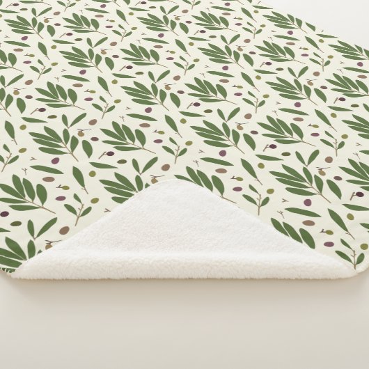 ミニマリストのオリーブとブランチ – シームレスなパターン。 シェルパブランケット (3/4)