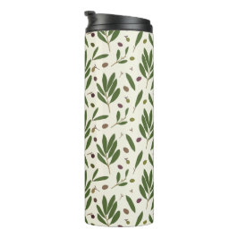 ミニマリストのオリーブとブランチ – シームレスなパターン。 タンブラー