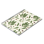 ミニマリストのオリーブとブランチ – シームレスなパターン。 ノートブック (左側)