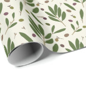 ミニマリストのオリーブとブランチ – シームレスなパターン。 ラッピングペーパー (ロールコーナー)