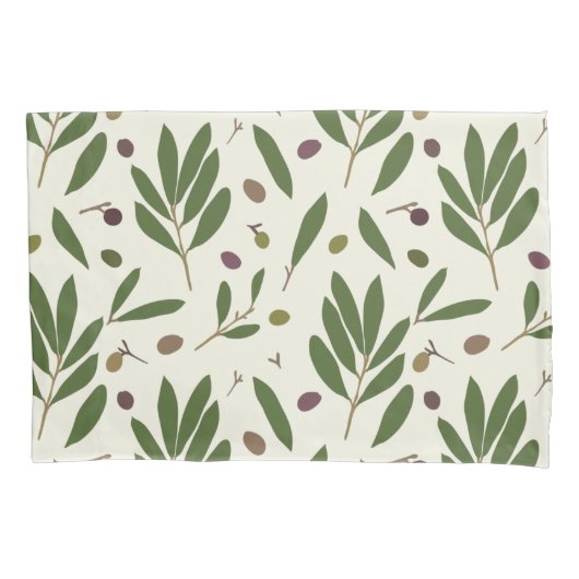 ミニマリストのオリーブとブランチ – シームレスなパターン。 枕カバー (正面)
