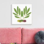 ミニマリストのオリーブと枝。 キャンバスプリント (インサイチュ (リビング))