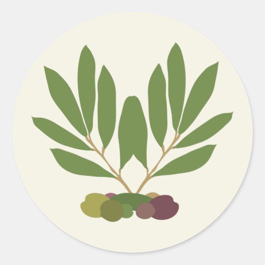 ミニマリストのオリーブと枝。 ラウンドシール (正面)
