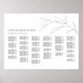 ミニマリストのオリーブ結婚リーフのアルファベットの座席 ポスター (正面)