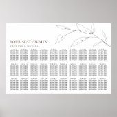 ミニマリストのオリーブ結婚リーフの30テーブル席 ポスター (正面)