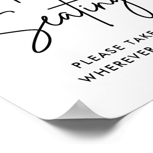 ミニマリストのオープンシーティングサイン、あなたの席を見つける ポスター (角)