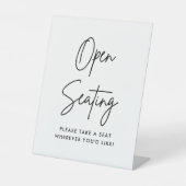 ミニマリストのオープンシーティングサイン、あなたの席を見つける 台座サイン (正面)