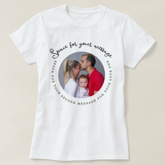 ミニマリストのカスタムフォト円形編集可能テキスト Tシャツ (デザイン正面)