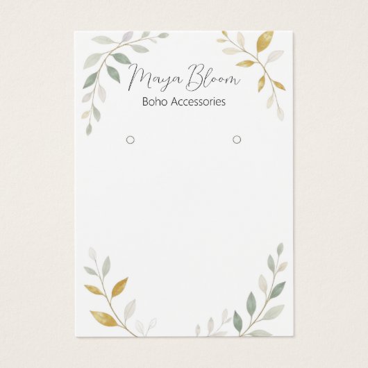 ミニマリストのカスタム葉イヤリング表示カード (正面)