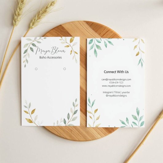 ミニマリストのカスタム葉イヤリング表示カード