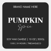 ミニマリストのカボチャのスパイス | カスタム黒 スクエアシール (正面)