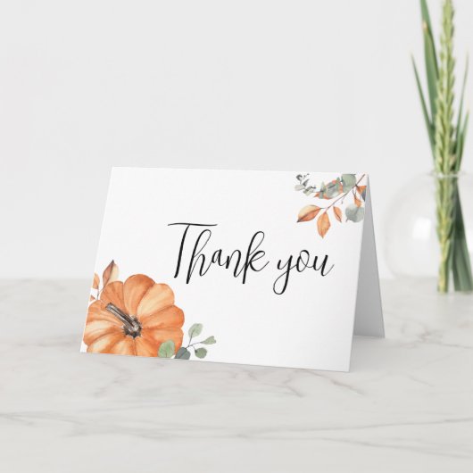 ミニマリストのカボチャの赤ちゃんシャワー サンキューカード (正面)