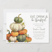 ミニマリストのカボチャ感謝祭ディナー 招待状 (正面)