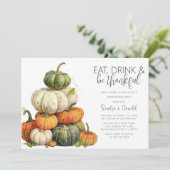 ミニマリストのカボチャ感謝祭ディナー 招待状 (スタンド正面)