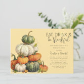 ミニマリストのカボチャ感謝祭ディナー 招待状 (スタンド正面)