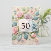 ミニマリストのカリグラフィーテキストの誕生日パーティー 招待状 (スタンド正面)