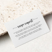 ミニマリストのカリグラフィー結婚式のレシピリクエストカード エンクロージャーカード