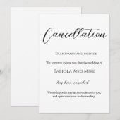 ミニマリストのカリグラフィー結婚式中止 案内状 (正面/裏面)
