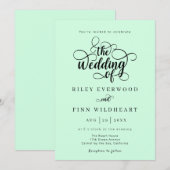 ミニマリストのカリグラフィー スクリプト ウェディング招待状 招待状 (正面/裏面)
