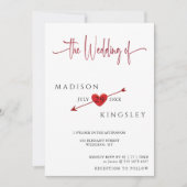 ミニマリストのキューピッド矢印ハートフローラバジェット結婚ズ 招待状 (正面)