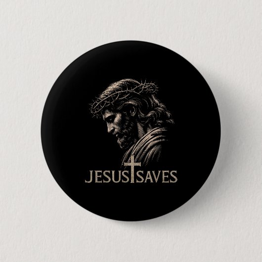 ミニマリストのキリスト教信仰クロス Hugvyn Jesus Saves 缶バッジ (正面)
