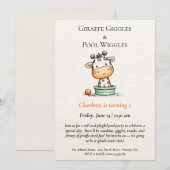 ミニマリストのキリン プールパーティー招待状 招待状 (正面/裏面)