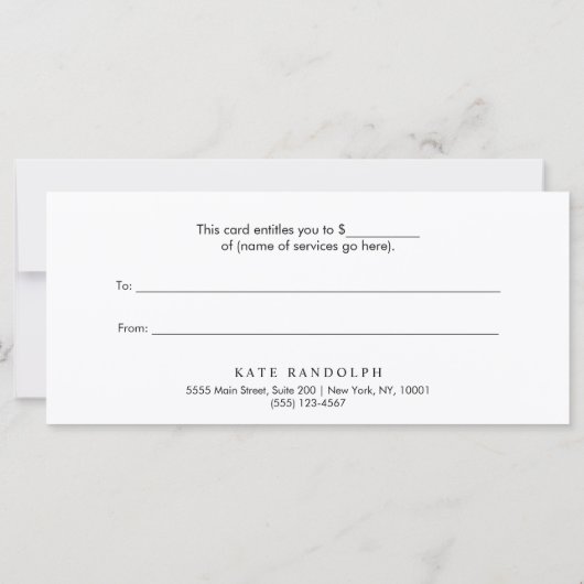 ミニマリストのギフト券 (裏面)