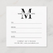 ミニマリストのギフト証明書のロモダンゴ スクエア名刺 (裏面)