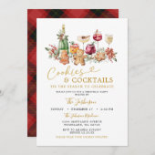 ミニマリストのクッキーとカクテル クリスマスパーティー 招待状 (正面/裏面)
