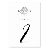 ミニマリストのクラムシーシェルモノグラム結婚ズ テーブルナンバー (裏面)