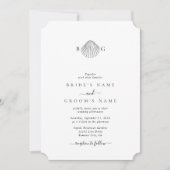 ミニマリストのクラムシーシェルモノグラム結婚ズ 招待状 (正面)