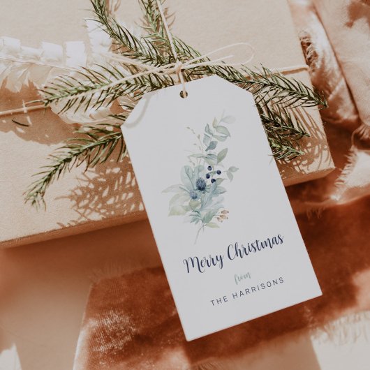 ミニマリストのクリスマスウォーターの色植物学 ギフトタグ