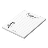 ミニマリストのクリスマスキャンディーケーンと弓ラインアート ノートパッド (回転)