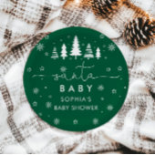 ミニマリストのクリスマスグリーンサンタ赤ちゃんシャワー ペーパープレート