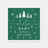 ミニマリストのクリスマスグリーンベイビーシャワーナプキン スタンダードカクテルナプキン (正面)