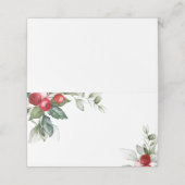 ミニマリストのクリスマスグリーン&レッドベリーの結婚式 プレイスカード (外部開封)