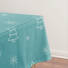 ミニマリストのクリスマスツリーと雪の結晶のパターン テーブルクロス