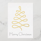ミニマリストのクリスマスツリーのクリスマスカード金ゴールド 箔シーズンカード (正面)