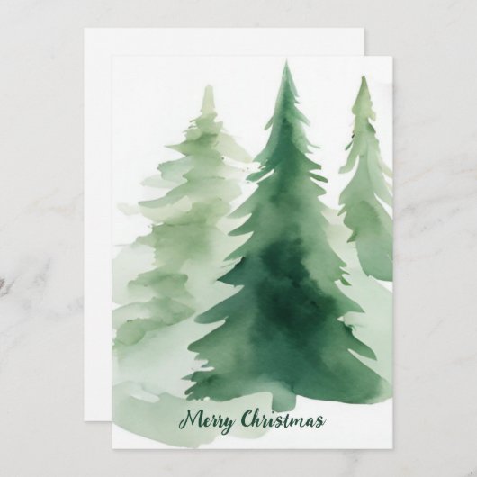 ミニマリストのクリスマスツリーズウォーター企業のカラー シーズンカード (正面/裏面)