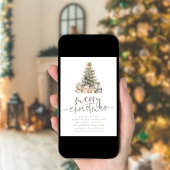 ミニマリストのクリスマスツリー セージスクリプトパーティ 招待状