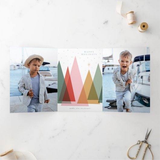 ミニマリストのクリスマスツリー 三つ折りクリスマスカード (内部)