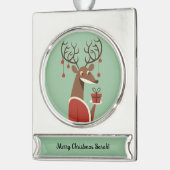 ミニマリストのクリスマストインデナーギフト現在の休日 シルバープレートバナーオーナメント (左)