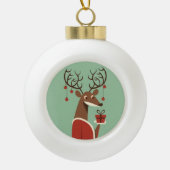 ミニマリストのクリスマストインデナーギフト現在の休日 セラミックボールオーナメント (正面)