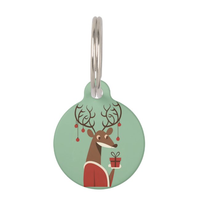 ミニマリストのクリスマストインデナーギフト現在の休日 ペット　ネームタグ (正面)